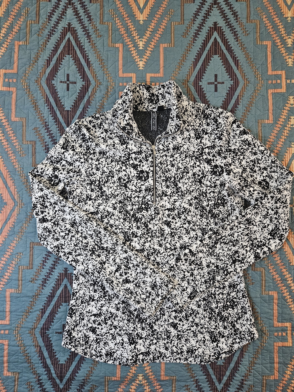 SNO SKINS Black & White Speckled Half-Zip Pullover